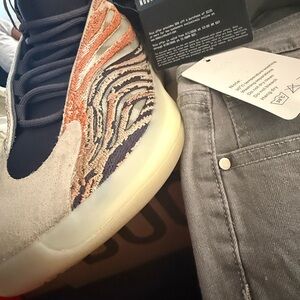 adidas High-Top Trainer in Black, Orange & Cream(Yeezy Boot)